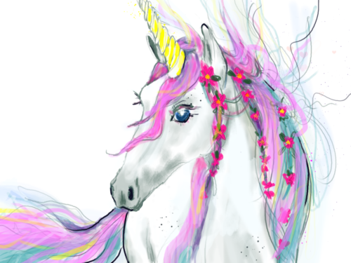 Unicorn with Pink flowers